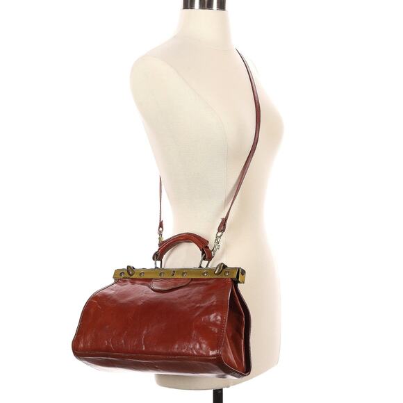 vtg CE.DI 2 Italian leather satchel crossbody Gladstone frame doctor bag purse - Picture 11 of 11